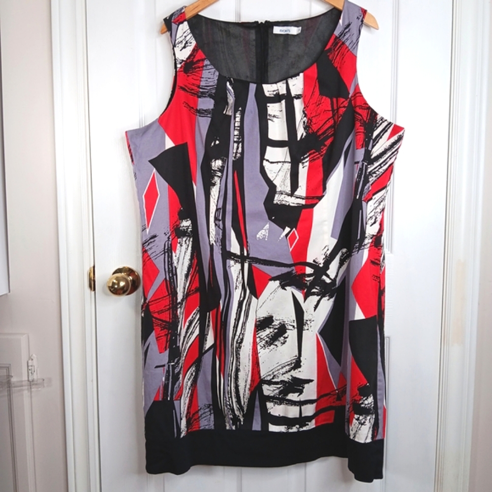 NWOT Ricki's Plus Size 18 MultiColor Sleeveless Dress Knee Length Career Party - Picture 1 of 15